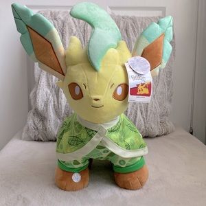 NWT Leafeon build-a-bear with a 5-in-1 voice box, sleeper, cape, and certificate